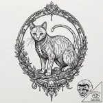 Black cat with a skeleton visible as a shimme… – tattoo sketch (№1753471140_0, 25.07.2025 19:19) — tattoovalue.net