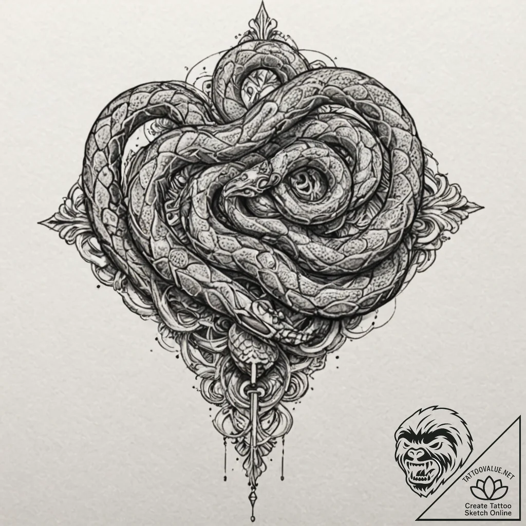 Apocalyptic chains coiling serpent, tattoo li... - tattoo sketch (№1753471337_0, 25.07.2025 19:22) — tattoovalue.net