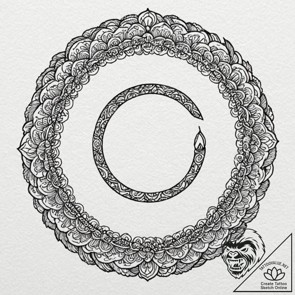 Enso circle drawn with a single brush of fire... - tattoo sketch (№1753471534_0, 25.07.2025 19:25) — tattoovalue.net
