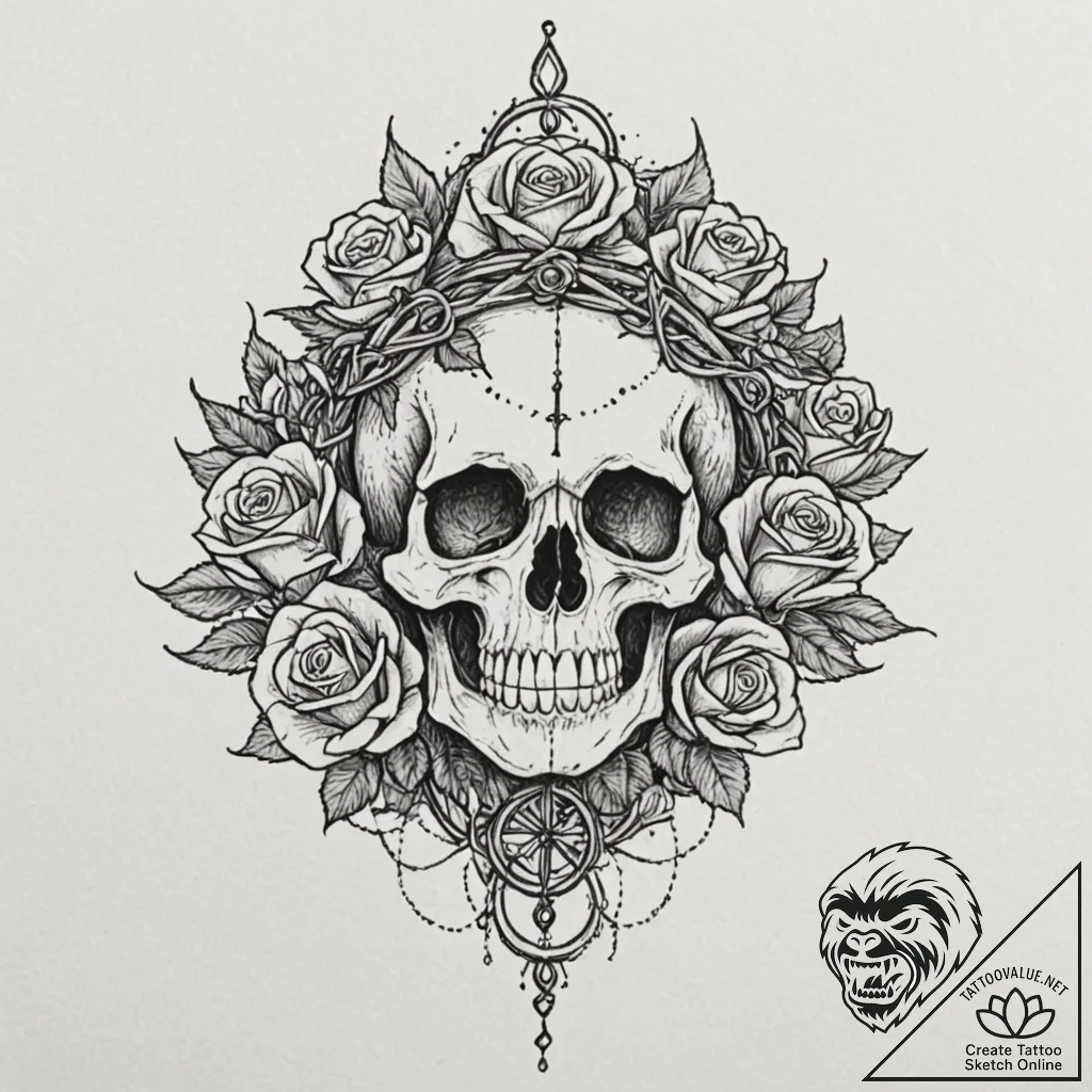 Night serpent crowned with thorns, tattoo dra... - tattoo sketch (№1753471734_0, 25.07.2025 19:28) — tattoovalue.net