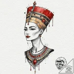 Nefertiti, tattoo flash sheet design, on a cl… – tattoo sketch (№1753471941_0, 25.07.2025 19:32) — tattoovalue.net
