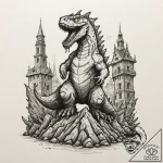 Kaiju rising from sunken ruins, concept art f… – tattoo sketch (№1753472564_0, 25.07.2025 19:42) — tattoovalue.net