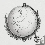 An antique globe, artistic tattoo sketch, bla… – tattoo sketch (№1753473358_0, 25.07.2025 19:55) — tattoovalue.net