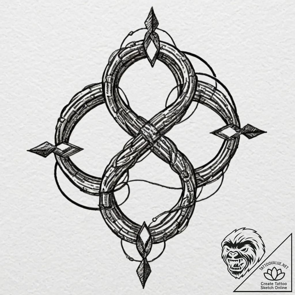 Infinity symbol intertwined with a wedding ba... - tattoo sketch (№1753473565_0, 25.07.2025 19:59) — tattoovalue.net