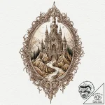 Labyrinth blade beneath bone spire, tattoo sk… – tattoo sketch (№1753473972_0, 25.07.2025 20:06) — tattoovalue.net
