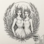 Hades leading persephone through a field of a… – tattoo sketch (№1753474172_0, 25.07.2025 20:09) — tattoovalue.net