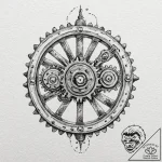 Clockwork orange with exposed, whirring gears… – tattoo sketch (№1753474373_0, 25.07.2025 20:12) — tattoovalue.net