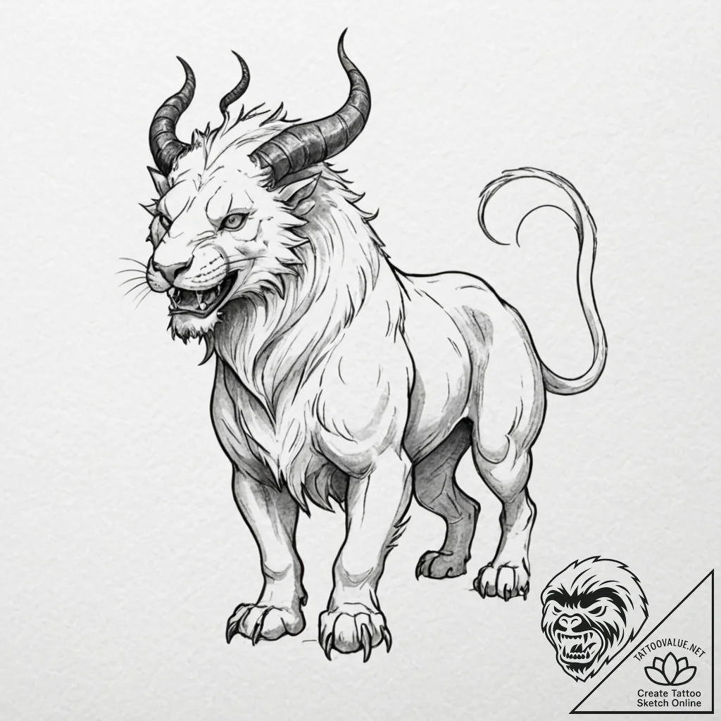 Chimera - tattoo sketch (№1753474576_0, 25.07.2025 20:16) — tattoovalue.net
