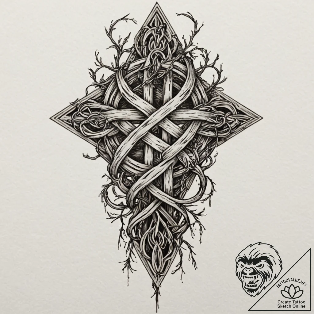 Knot of roots through bone relic, tattoo flas... - tattoo sketch (№1753475789_0, 25.07.2025 20:36) — tattoovalue.net