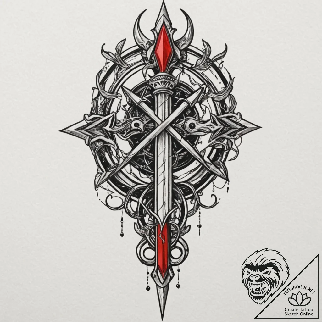 Dagger piercing void sigil, concept art for t... - tattoo sketch (№1753476182_0, 25.07.2025 20:43) — tattoovalue.net