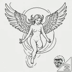 Fallen angel with one black and one white win… – tattoo sketch (№1753477771_0, 25.07.2025 21:09) — tattoovalue.net