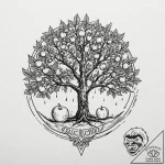 An enchanted apple tree bearing glowing fruit… – tattoo sketch (№1753478187_0, 25.07.2025 21:16) — tattoovalue.net