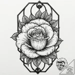 Locked rose within iron cage, tattoo flash sh… – tattoo sketch (№1753478392_0, 25.07.2025 21:19) — tattoovalue.net