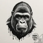 Gorilla, tattoo flash sheet design, bold outl… – tattoo sketch (№1753479009_0, 25.07.2025 21:30) — tattoovalue.net