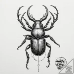 Stag beetle with its pincers replaced by hydr… – tattoo sketch (№1753479205_0, 25.07.2025 21:33) — tattoovalue.net