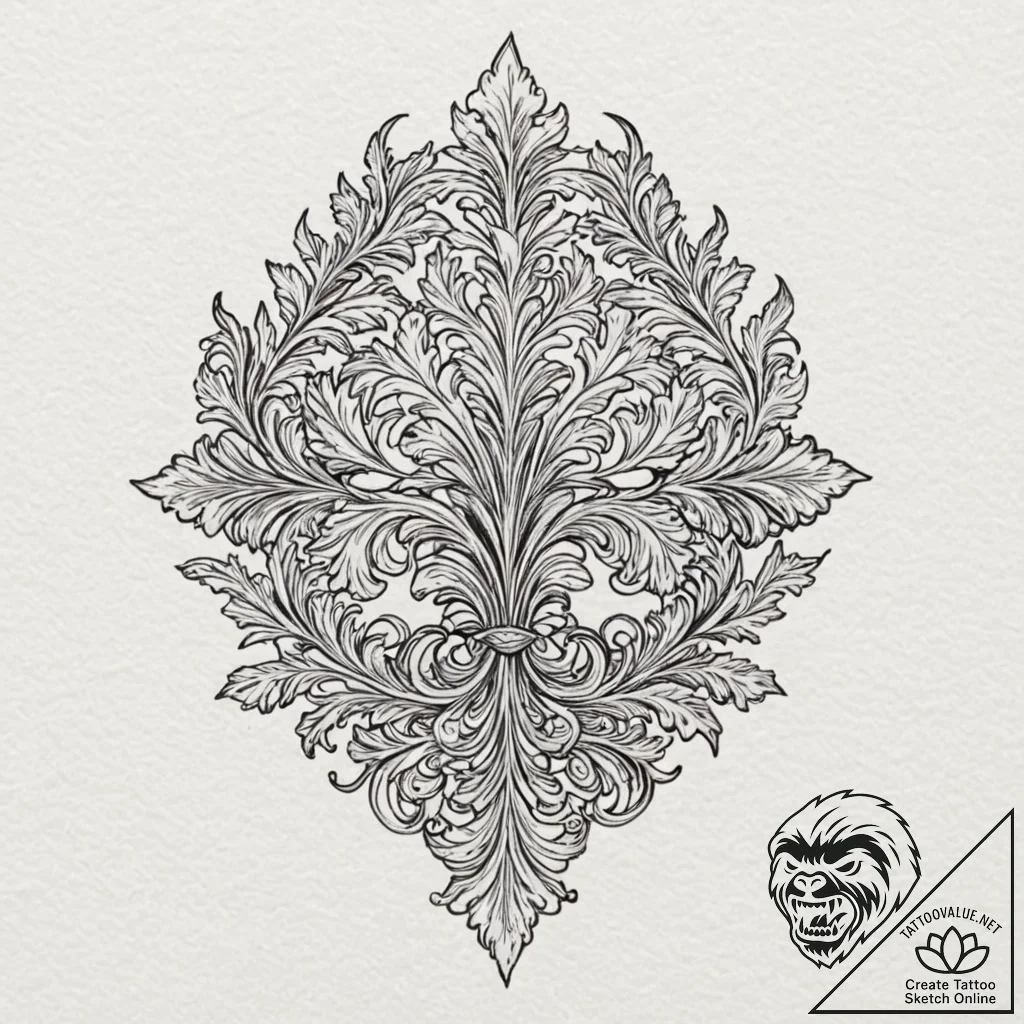 Acanthus leaf, classic ornamental design, ink... - tattoo sketch (№1753479598_0, 25.07.2025 21:39) — tattoovalue.net