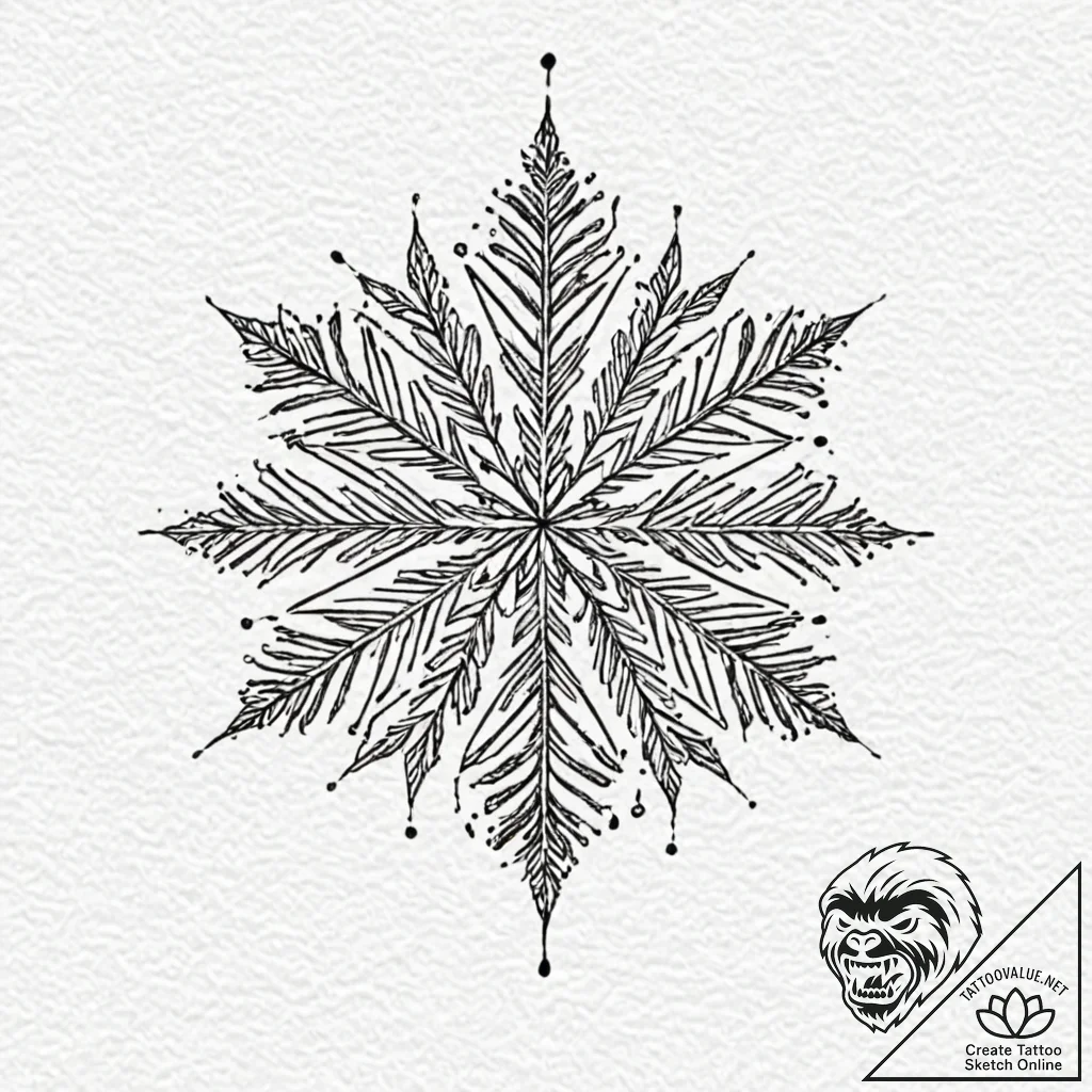 Snowflake, concept art for tattoo, clean line... - tattoo sketch (№1753479796_0, 25.07.2025 21:43) — tattoovalue.net