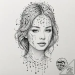 Binary code raining down to form a ghostly hu… – tattoo sketch (№1753480390_0, 25.07.2025 21:53) — tattoovalue.net