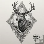 Burning stag racing through void, tattoo sket… – tattoo sketch (№1753480782_0, 25.07.2025 21:59) — tattoovalue.net
