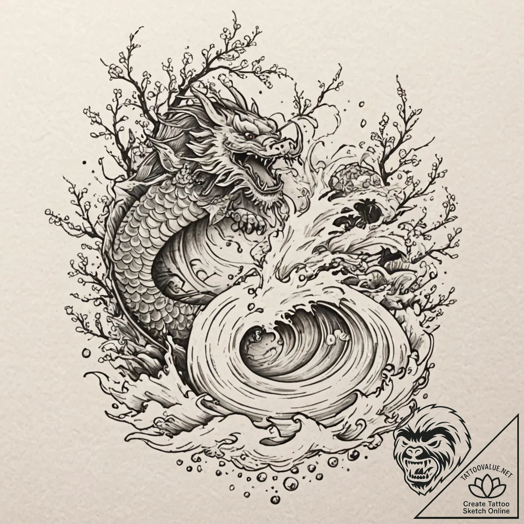 Avalanche crashing over forest, concept art f... - tattoo sketch (№1753481168_0, 25.07.2025 22:06) — tattoovalue.net