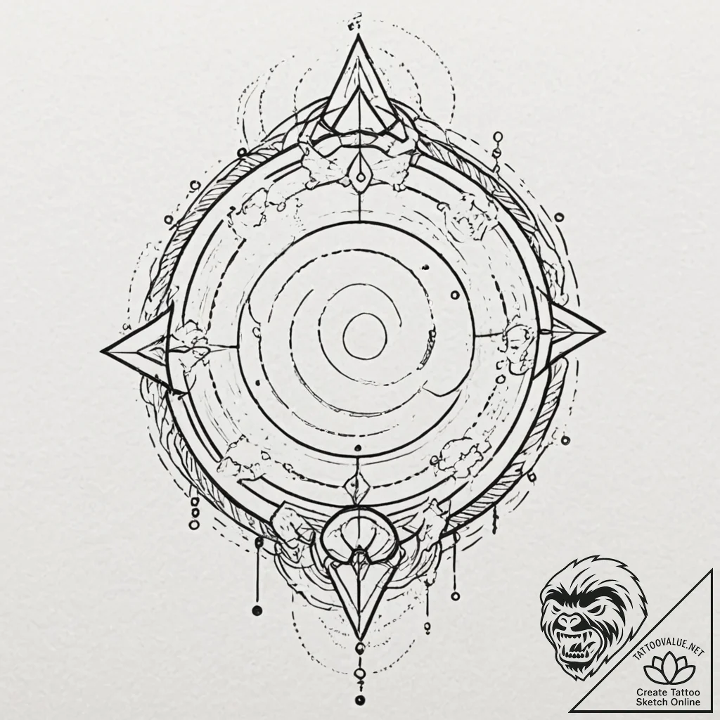 Iron glyph shattering celestial gate, ink ill... - tattoo sketch (№1753481968_0, 25.07.2025 22:19) — tattoovalue.net