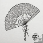 Lace fan, held by a delicate, ghostly hand, i… – tattoo sketch (№1753482177_0, 25.07.2025 22:22) — tattoovalue.net