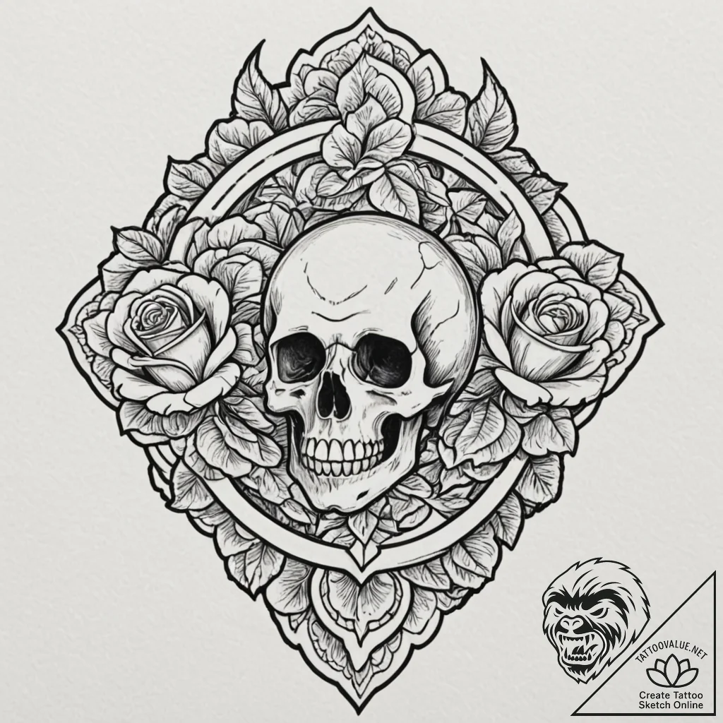 Bone mirror reflecting hollow eyes, tattoo sk... - tattoo sketch (№1753482576_0, 25.07.2025 22:29) — tattoovalue.net