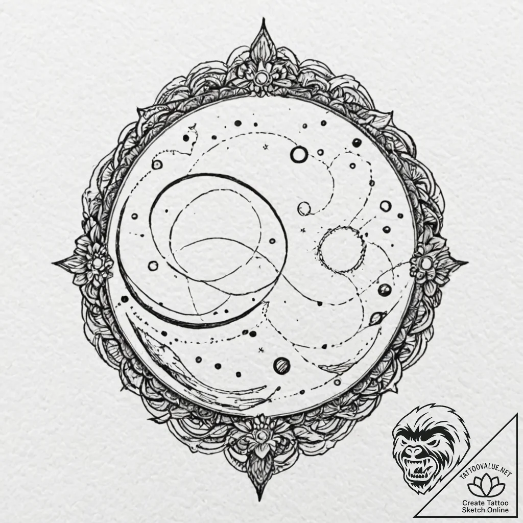 Locket opening to reveal a miniature, moving... - tattoo sketch (№1753483328_0, 25.07.2025 22:42) — tattoovalue.net