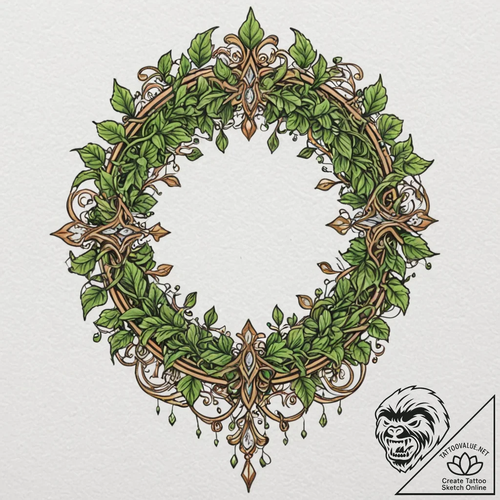 Oracle talon crowned in ivy, artistic tattoo... - tattoo sketch (№1753483715_0, 25.07.2025 22:48) — tattoovalue.net