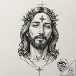 Jesus christ, tattoo sketch design, on a clea… – tattoo sketch (№1753484688_0, 25.07.2025 23:04) — tattoovalue.net