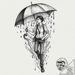 Umbrella that catches acid rain, slowly disso… – tattoo sketch (№1753485075_0, 25.07.2025 23:11) — tattoovalue.net