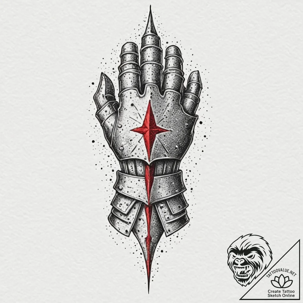 A medieval knight's gauntlet, tattoo drawing... - tattoo sketch (№1753486045_0, 25.07.2025 23:27) — tattoovalue.net