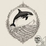 Killer whale (orca) silhouette filled with oc… – tattoo sketch (№1753486637_0, 25.07.2025 23:37) — tattoovalue.net