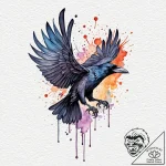 Atomic raven with neon scars, tattoo sketch d… – tattoo sketch (№1753487608_0, 25.07.2025 23:53) — tattoovalue.net