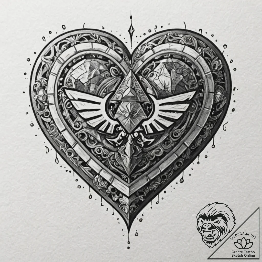 Zelda heart container, pixelated, artistic ta... - tattoo sketch (№1753487804_0, 25.07.2025 23:56) — tattoovalue.net