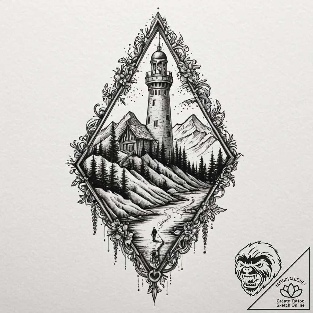 Uncharted map beneath bone spire, tattoo flas... - tattoo sketch (№1753488779_0, 26.07.2025 00:12) — tattoovalue.net