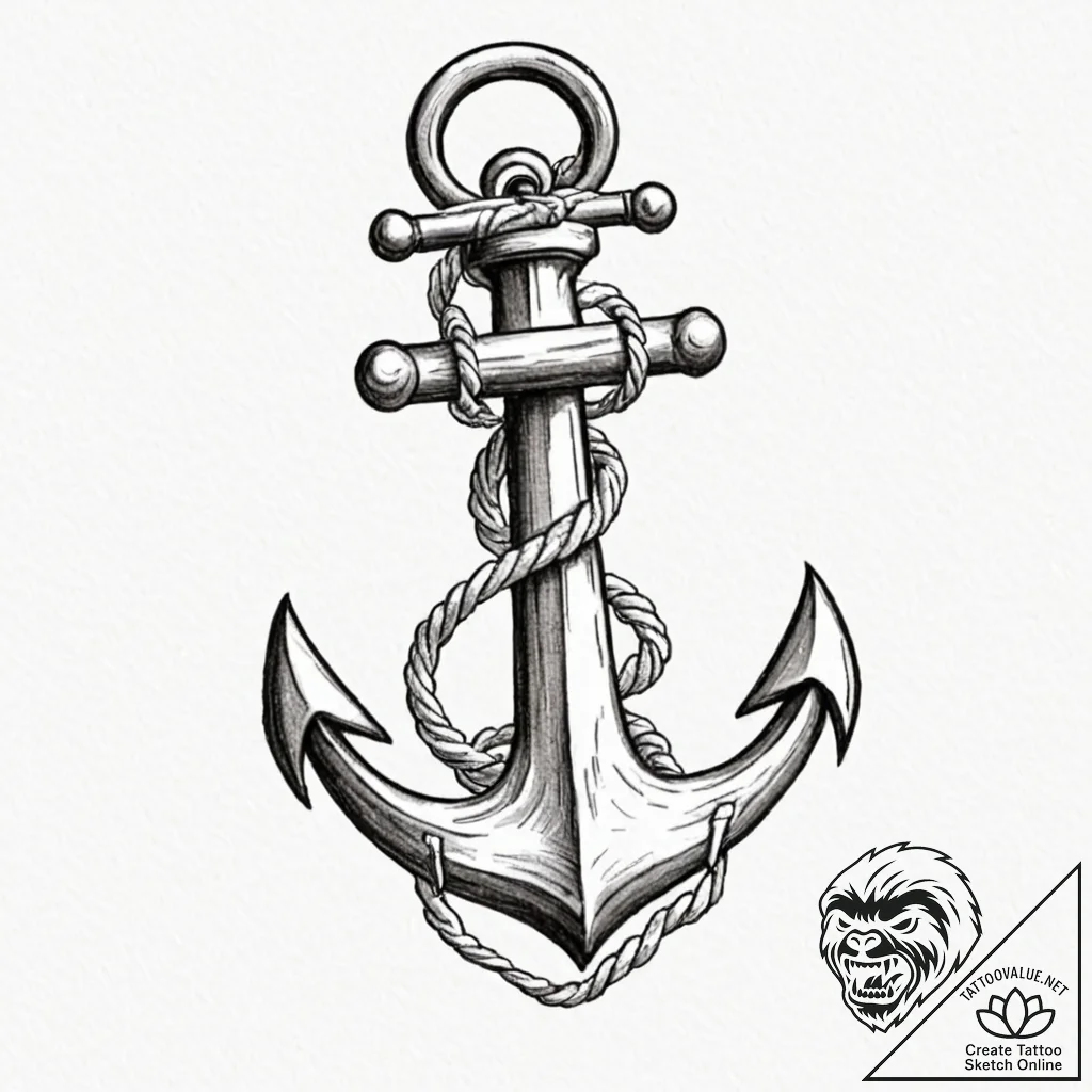 Anchor - tattoo sketch (№1753488973_0, 26.07.2025 00:16) — tattoovalue.net