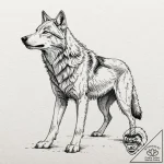 Animated wolf lunging from shadows, ink illus… – tattoo sketch (№1753489748_0, 26.07.2025 00:29) — tattoovalue.net