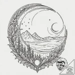Graven blade beneath spectral moon, artistic… – tattoo sketch (№1753490925_0, 26.07.2025 00:48) — tattoovalue.net