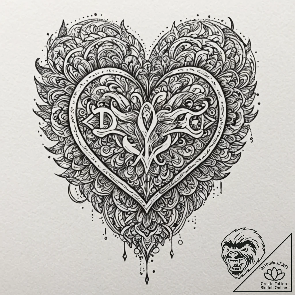 Knife through blackened heart, tattoo line ar... - tattoo sketch (№1753491716_0, 26.07.2025 01:01) — tattoovalue.net