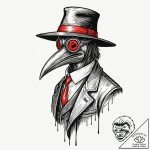 A plague doctor mask (is there, but can be a… – tattoo sketch (№1753492132_0, 26.07.2025 01:08) — tattoovalue.net