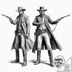Wild west gunslinger duel – tattoo sketch (№1753492539_0, 26.07.2025 01:15) — tattoovalue.net