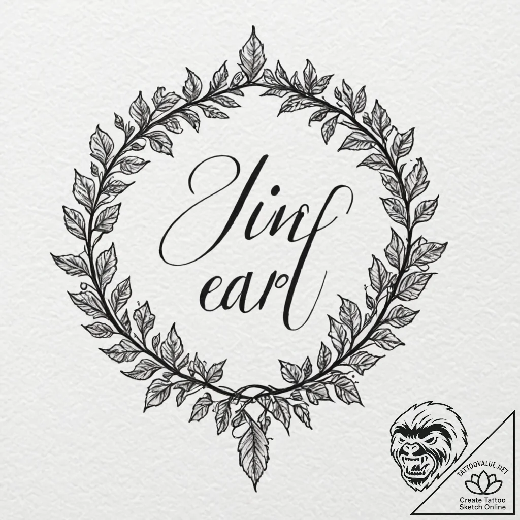 Ivy vine spelling out a secret word as it cli... - tattoo sketch (№1753493135_0, 26.07.2025 01:25) — tattoovalue.net
