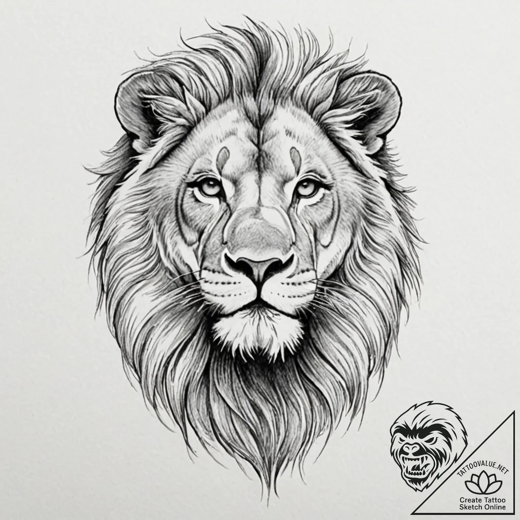 Lion - tattoo sketch (№1753493329_0, 26.07.2025 01:28) — tattoovalue.net