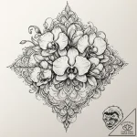 Orchid, artistic tattoo sketch, dynamic compo… – tattoo sketch (№1753494296_0, 26.07.2025 01:44) — tattoovalue.net