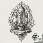 Nixie tube clock, ink illustration for tattoo… – tattoo sketch (№1753494490_0, 26.07.2025 01:48) — tattoovalue.net