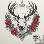 Ancient stag roaring at twin moons, tattoo dr… – tattoo sketch (№1753494701_0, 26.07.2025 01:51) — tattoovalue.net