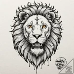 Black lion with ember eyes, tattoo drawing ou… – tattoo sketch (№1753496133_0, 26.07.2025 02:15) — tattoovalue.net