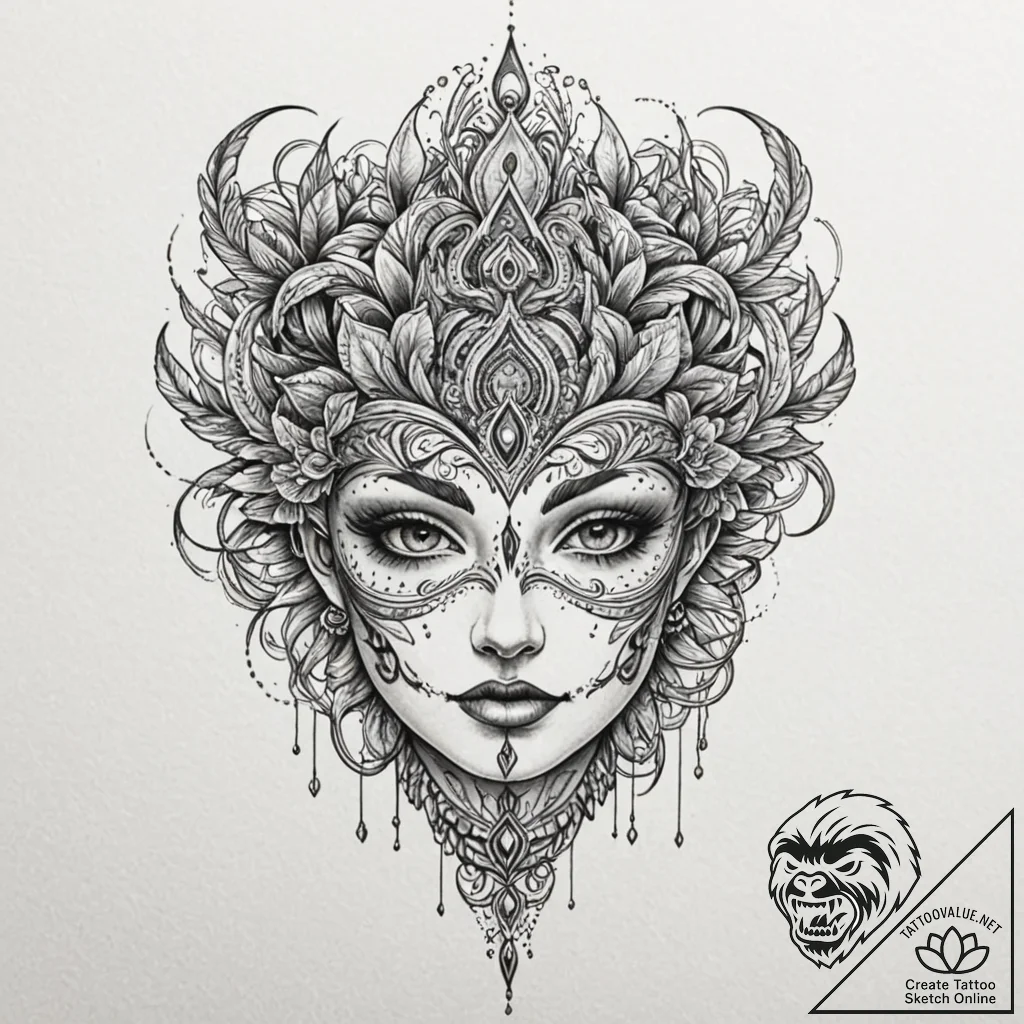 Hollow eyes in spectral mask, tattoo sketch d... - tattoo sketch (№1753496334_0, 26.07.2025 02:18) — tattoovalue.net