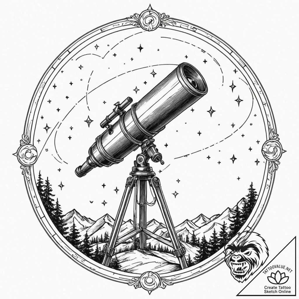 An astronomical observatory dome opening to r... - tattoo sketch (№1753496741_0, 26.07.2025 02:25) — tattoovalue.net